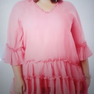 Romans Ruffle Coral Blush Tunic 24w A-51